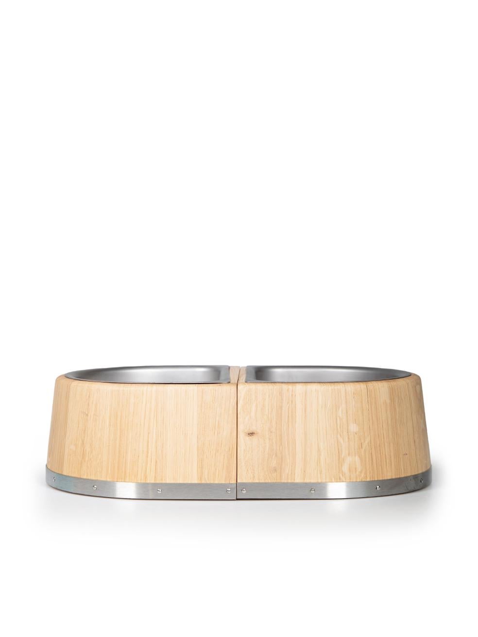 Hermès Beige Oak Wood Chaine d'Ancre Dog Bowl For Sale 1