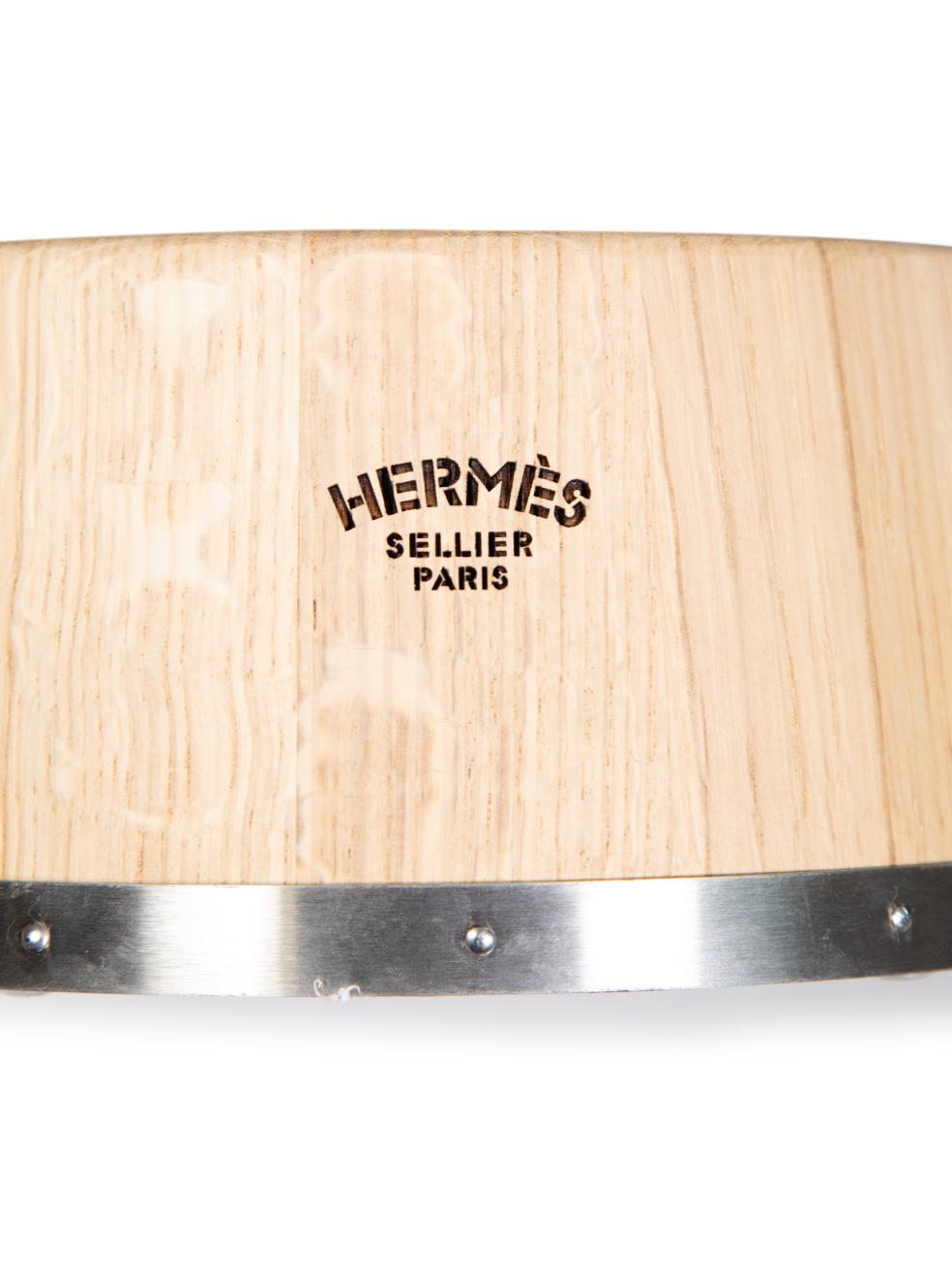 Hermès Beige Oak Wood Chaine d'Ancre Dog Bowl For Sale 2