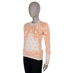 HERMES beige arancione cashmere 2023 BRIDES DE GALA Gilet Maglione 36 XS