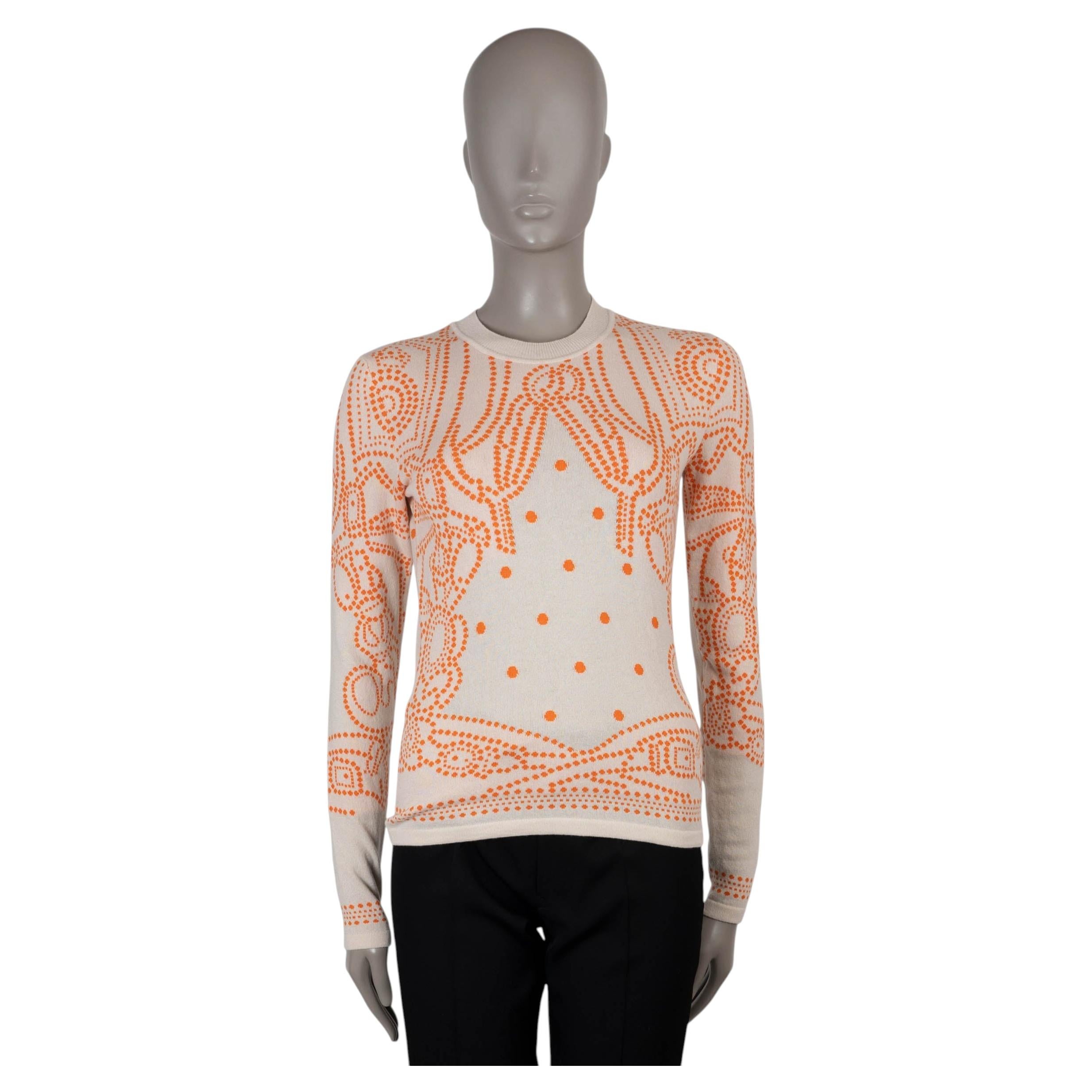 HERMES beige orange Kaschmir 2023 BRIDES DE GALA Pullover Weste 36 XS im Angebot