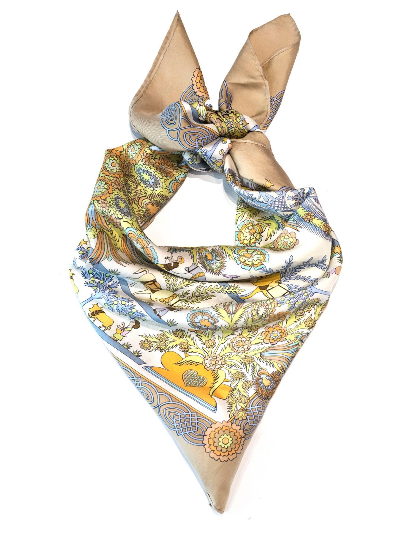 Hermes Beige Decoupages Silk 90cm Scarf

Made In: France
Color: Beige, blue, green
Composition: 100% Silk
Retail Price: $395 + tax
Overall Condition: Excellent pre-owned condition with the exception of some fading and gentle wear