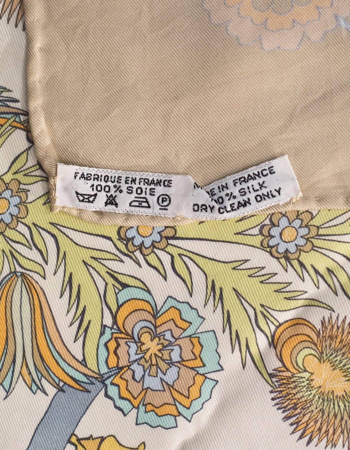 Hermes Beige/ Pastel Decoupages 90cm Silk Scarf 1
