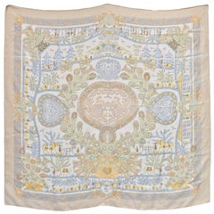 Hermes Beige/ Pastel Decoupages 90cm Silk Scarf