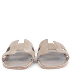 HERMES Beige Sable suede VIBRATO ORAN Slides Sandals Shoes 37