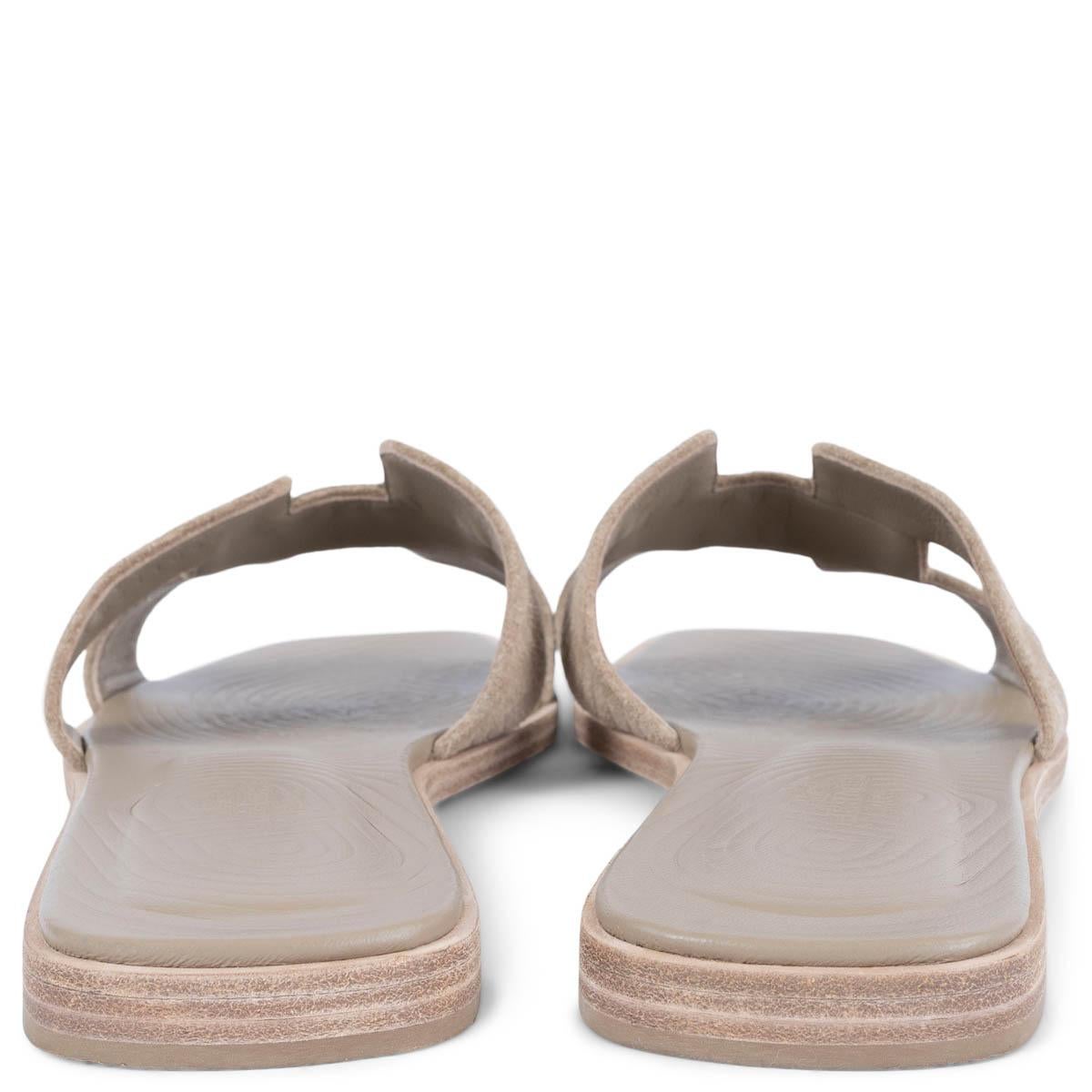 Women's HERMES Beige Sable suede VIBRATO ORAN Slides Sandals Shoes 37