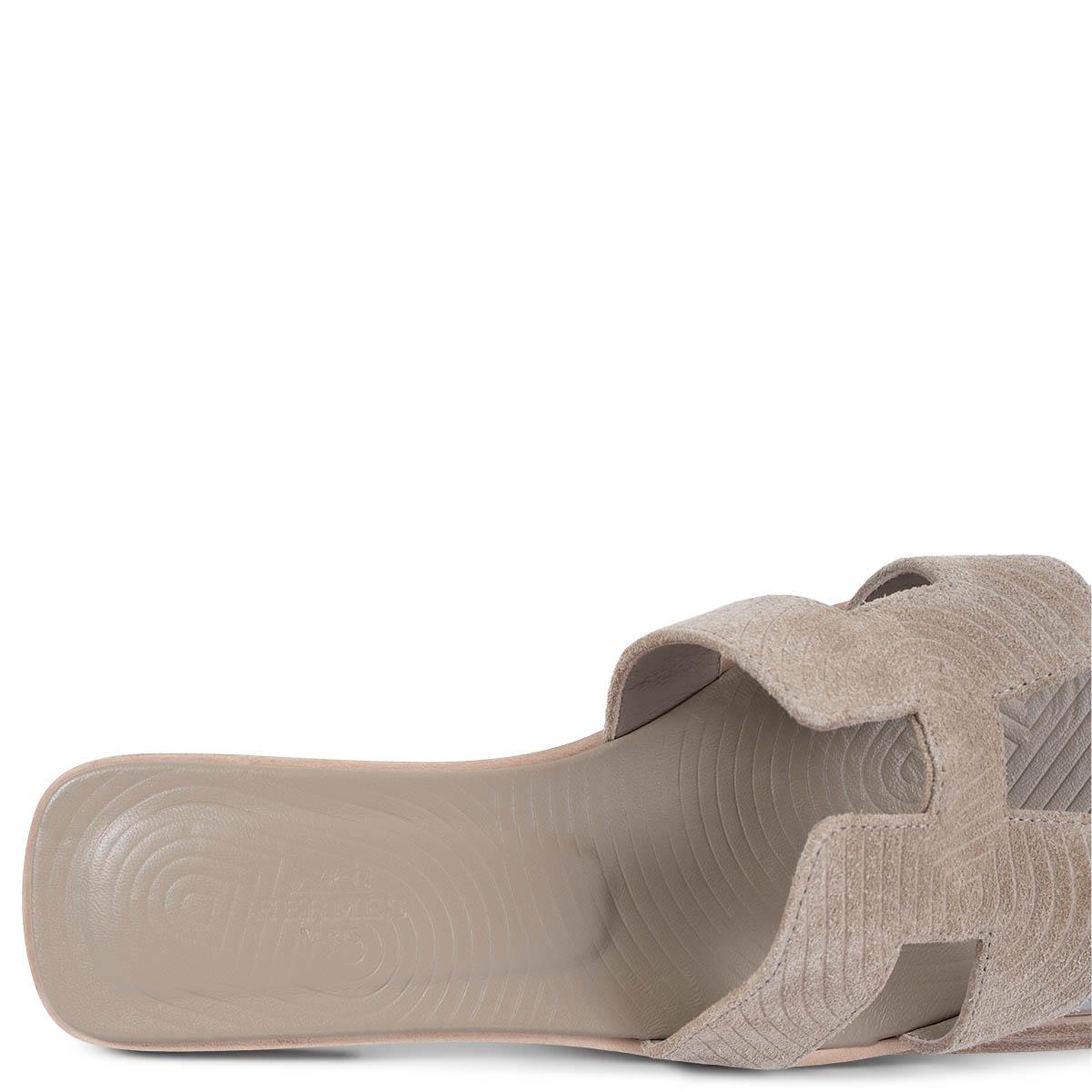 HERMES Beige Sable suede VIBRATO ORAN Slides Sandals Shoes 37 For Sale 3