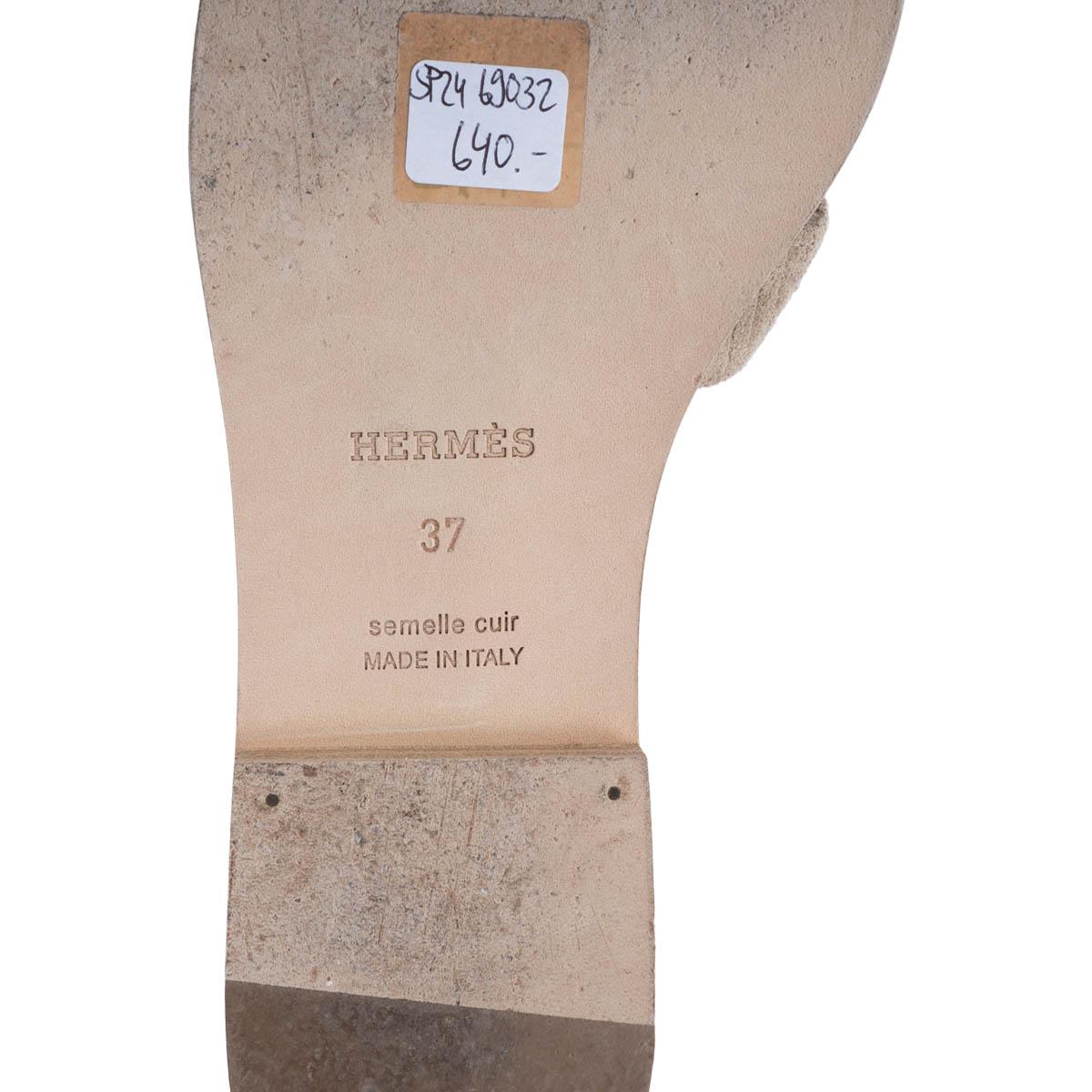 HERMES Beige Sable suede VIBRATO ORAN Slides Sandals Shoes 37 For Sale 4