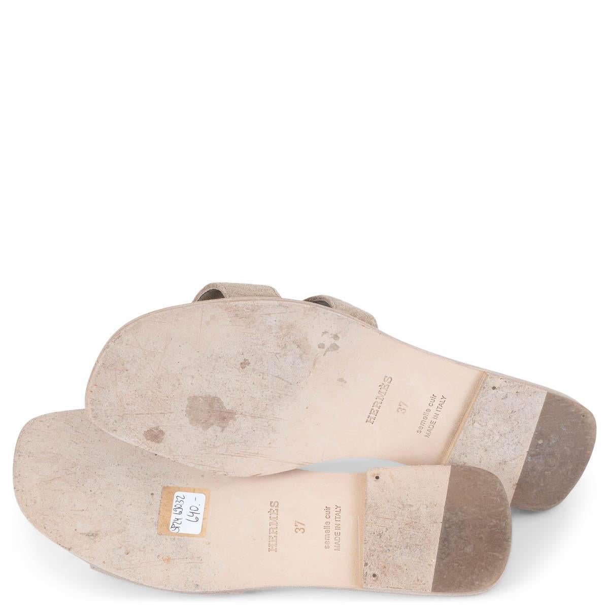 HERMES Beige Sable suede VIBRATO ORAN Slides Sandals Shoes 37 For Sale 5