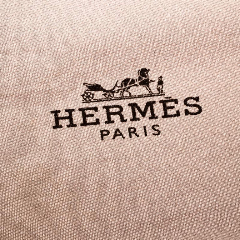 Hermes Beige Silk Contrast Edged Logo Print Mini Losange Scarf For Sale ...