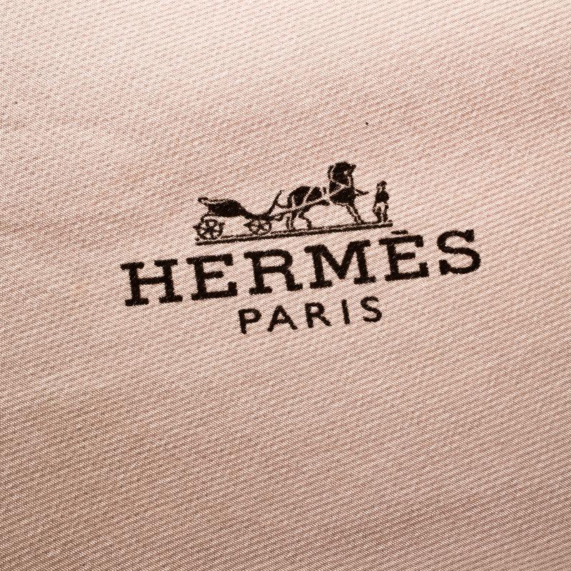 Women's Hermes Beige Silk Contrast Edged Logo Print Mini Losange Scarf