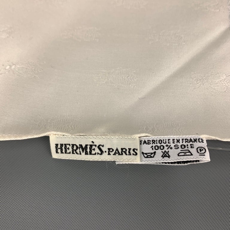 HERMES Beige Silk Woven Bees Wide Scarf at 1stDibs