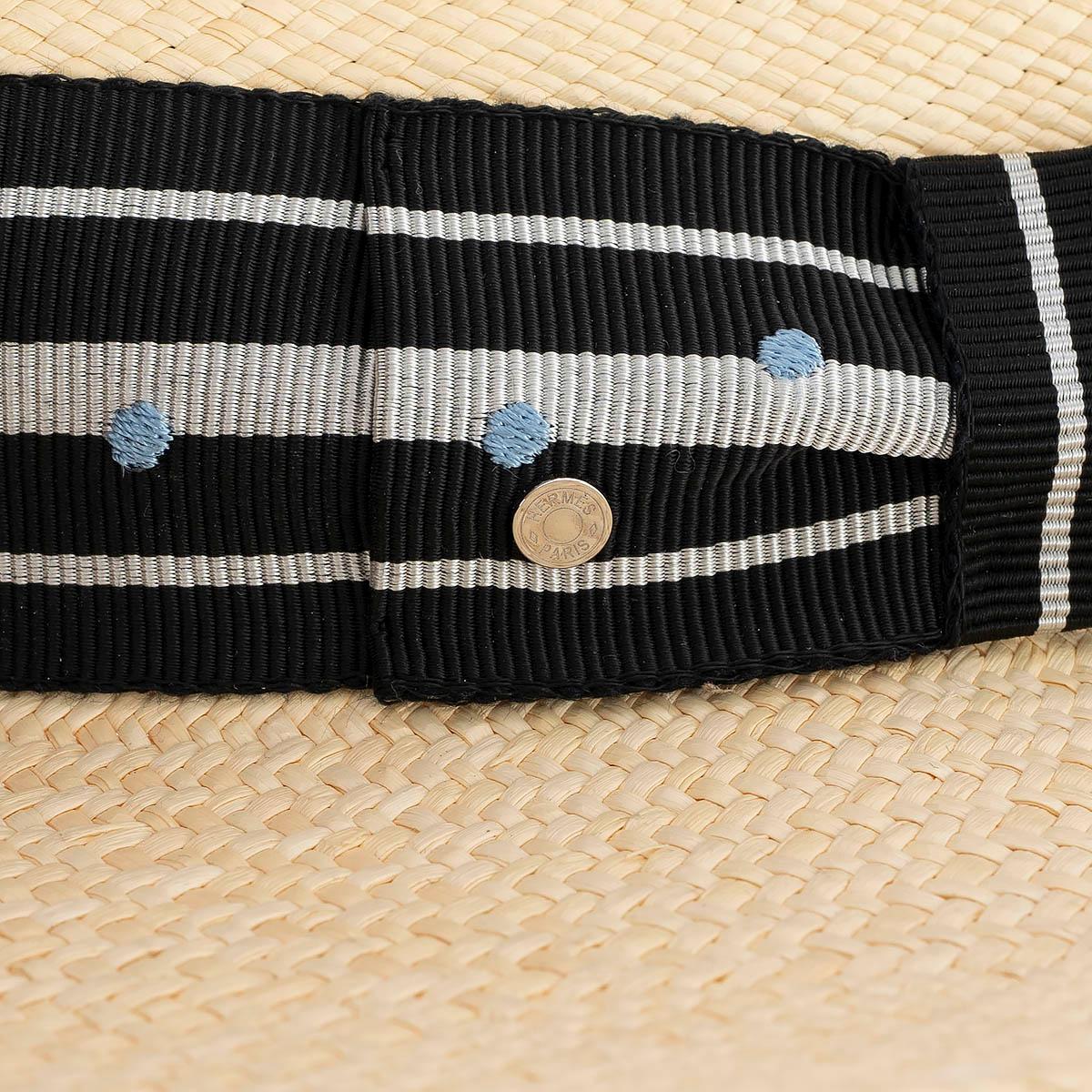 HERMÈS, chapeau FEDORA en tricot de paille beige, taille 58 en vente 2
