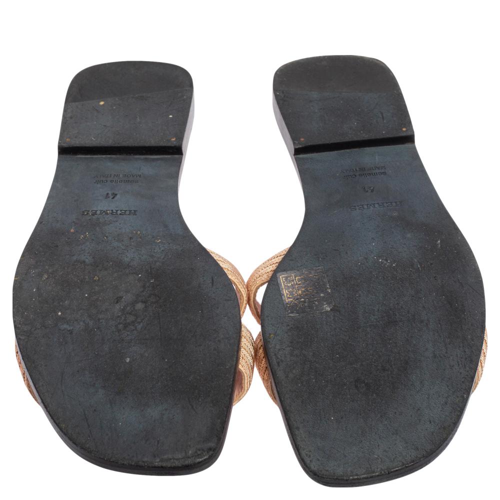 Women's Hermes Beige Suede Embellished Oran Sandals Size 41
