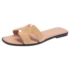 Hermes Beige Suede Embellished Oran Sandals Size 41