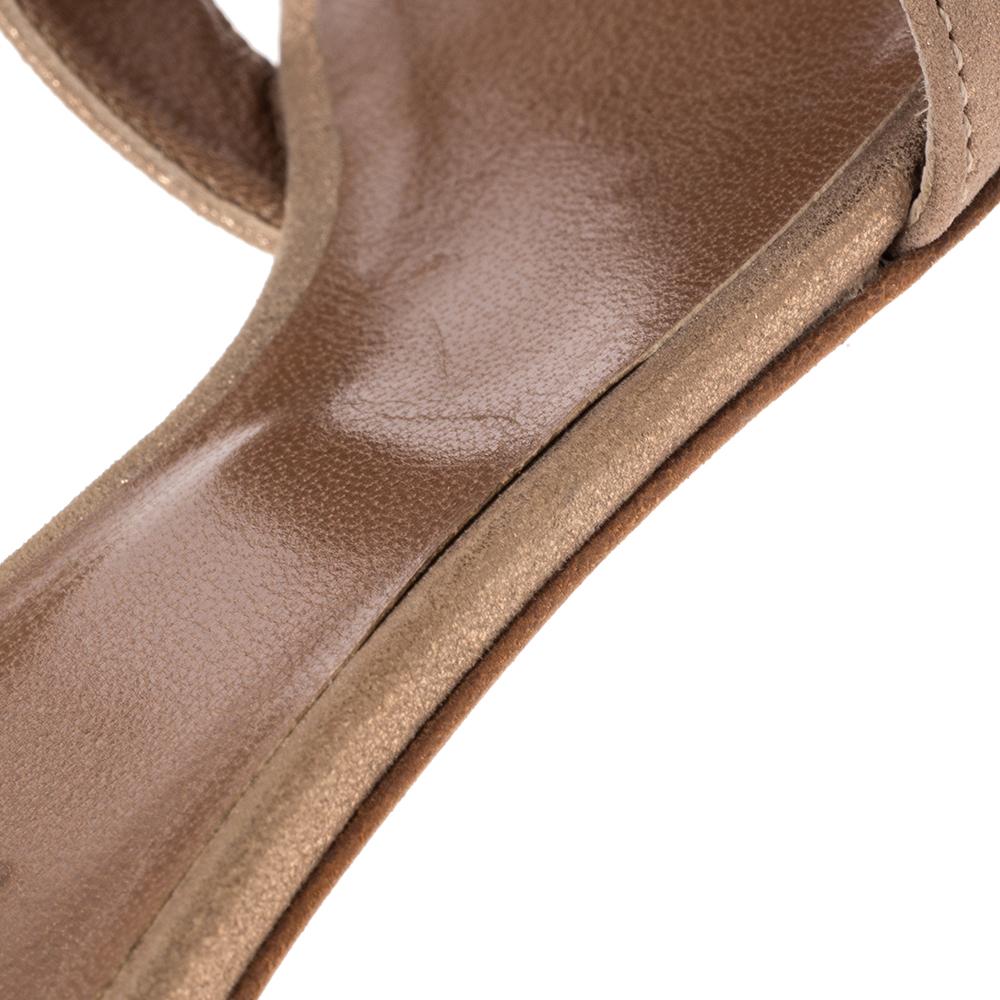 Hermes Beige Suede Oasis Block Heel Slide Sandals Size 37 1