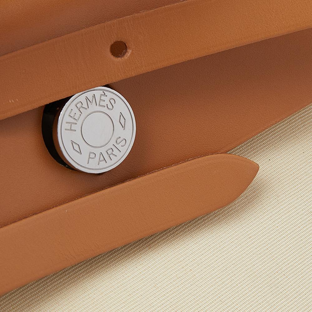 Hermes Beige/Tan Canvas and Leather Herbag Zip 31 Bag 5