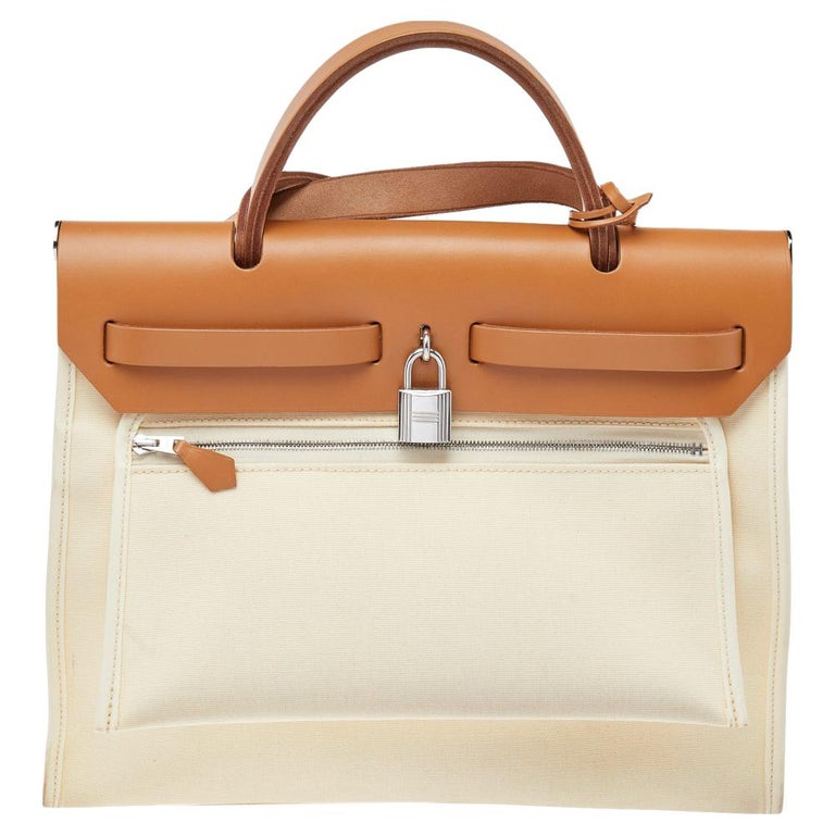 Hermes Herbag 31, Tan and Beige, Preowned in Box WA001