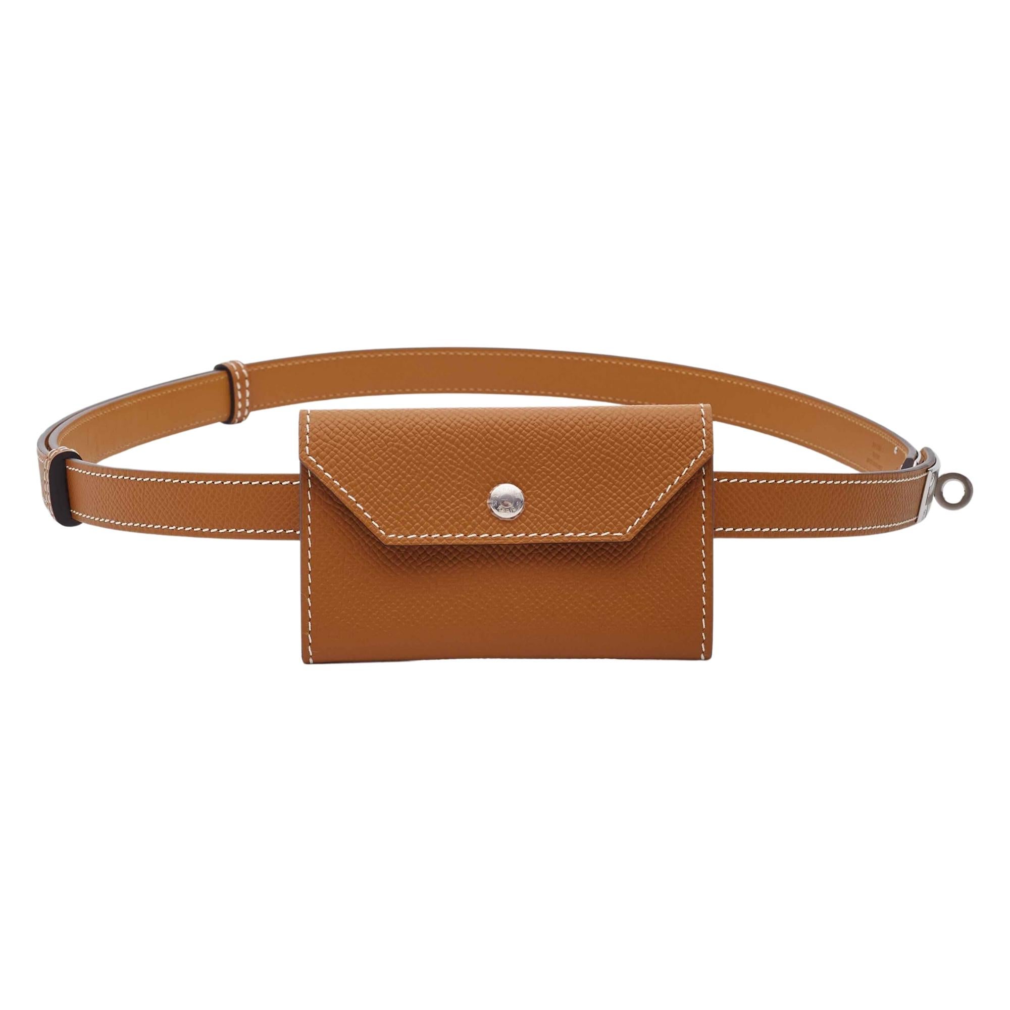 Hermes Beige Textured Leather Kelly Pocket 18 Mini Belt Bag For Sale