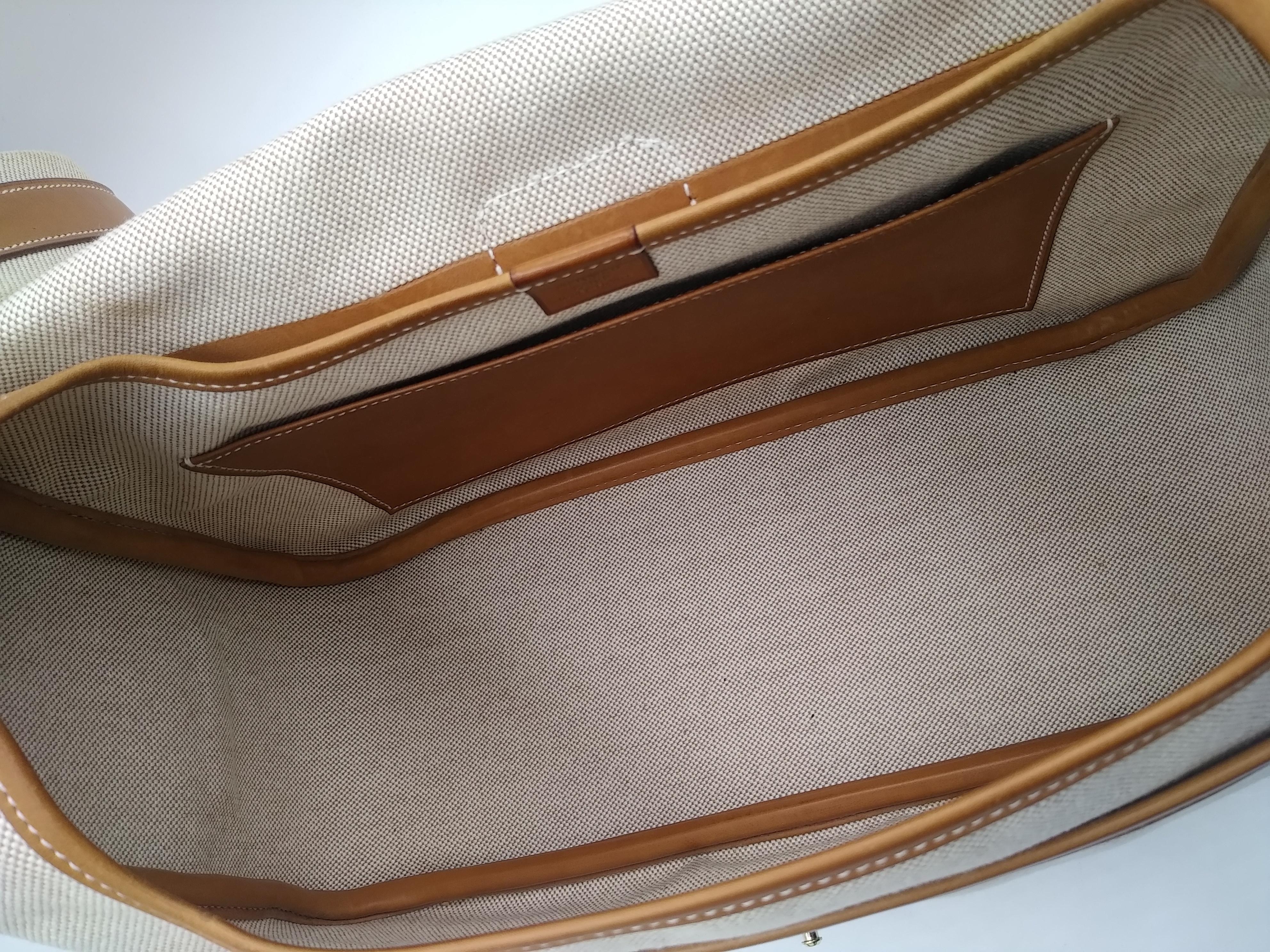 Hermès Beige Toile Bourlingue Canvas Messenger Bag  1