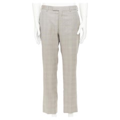 HERMES beige wooly high waisted flat front cropped trousers IT52 XL