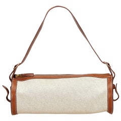 Hermes Beige x Brown Canvas Baguette