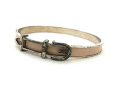 Hermès Beige X Silver Belt Motif Bangle 226428 Bracelet