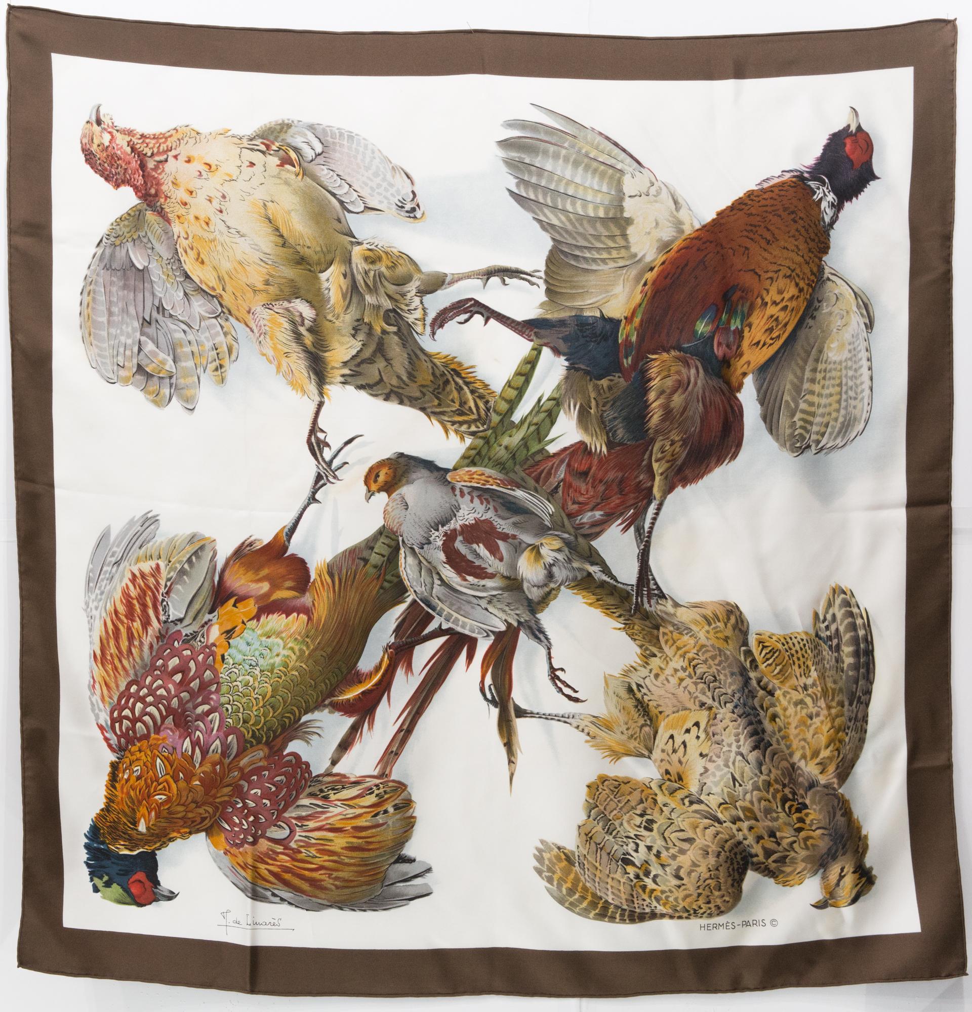 Hermes Belle Chasse by M. de Linares Silk Scarf For Sale 3