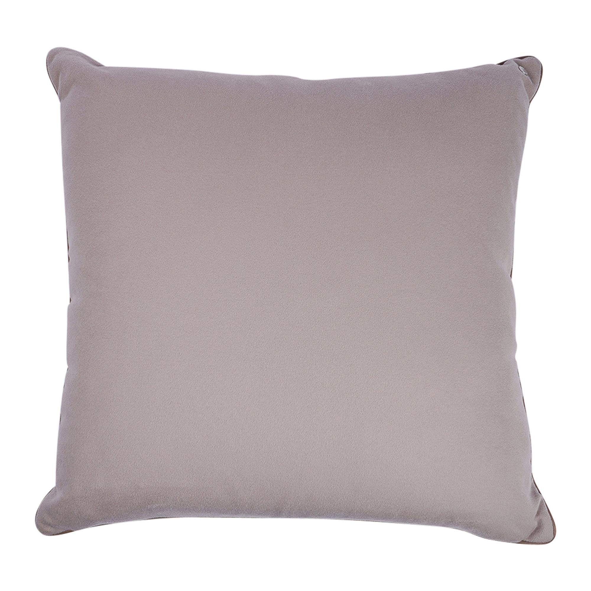 Hermes Beloved India Pillow GM Grey / Brown / Orange New For Sale 6