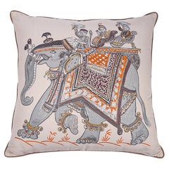 Hermes Beloved India Pillow GM Grey / Brown / Orange New
