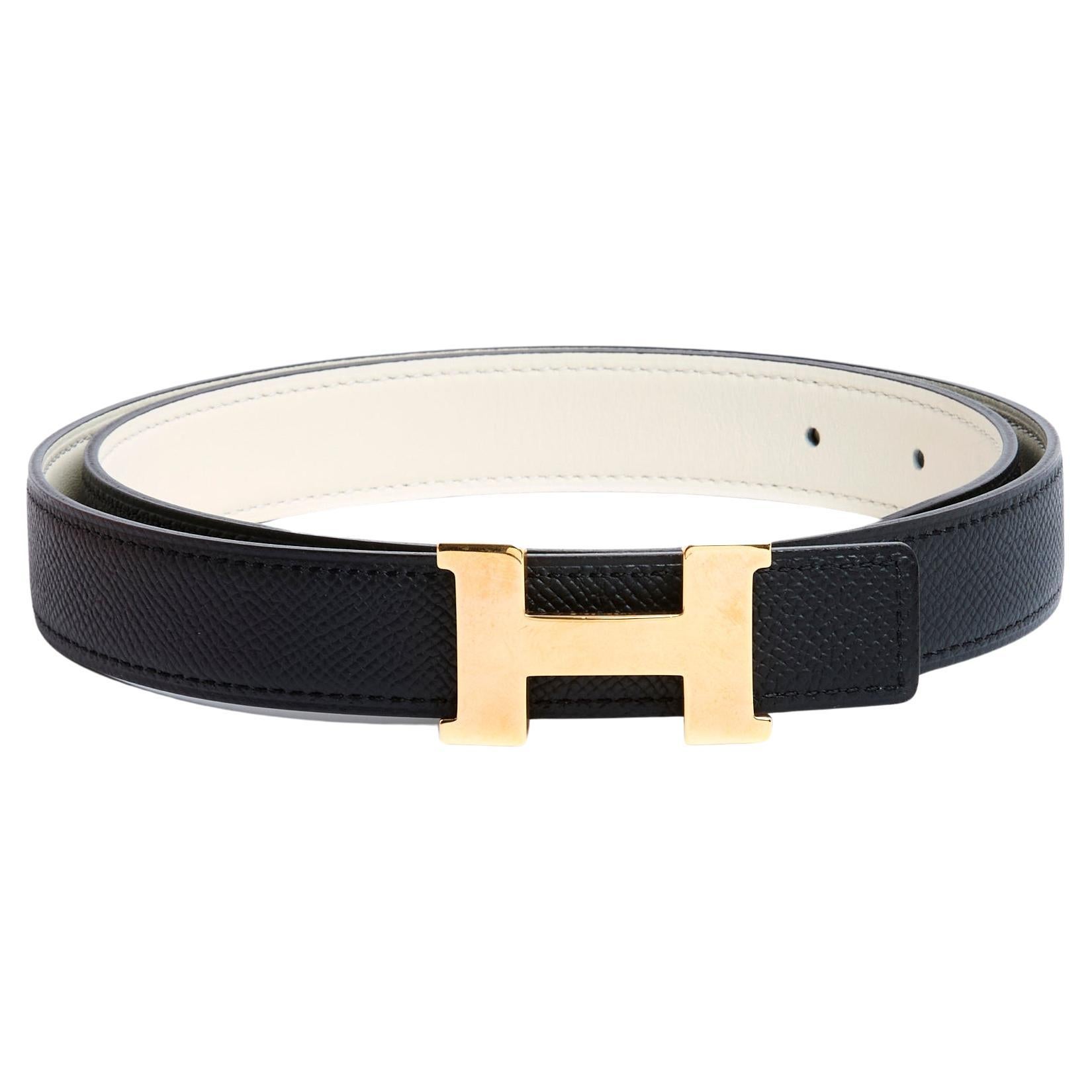 Hermes belt 2024 A composer Constance Rose Gold Leather Black Cream T80 For Sale