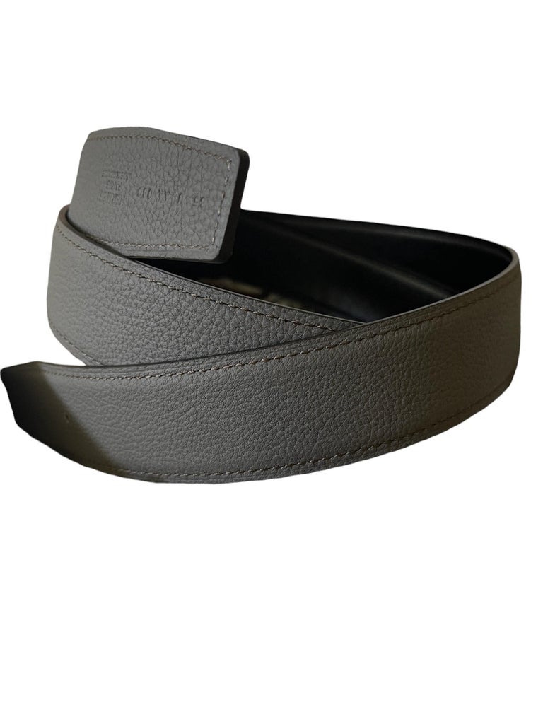 Hermes Belt 32 Black Reversible to Etain Togo Size 85 Guillochee Buckle