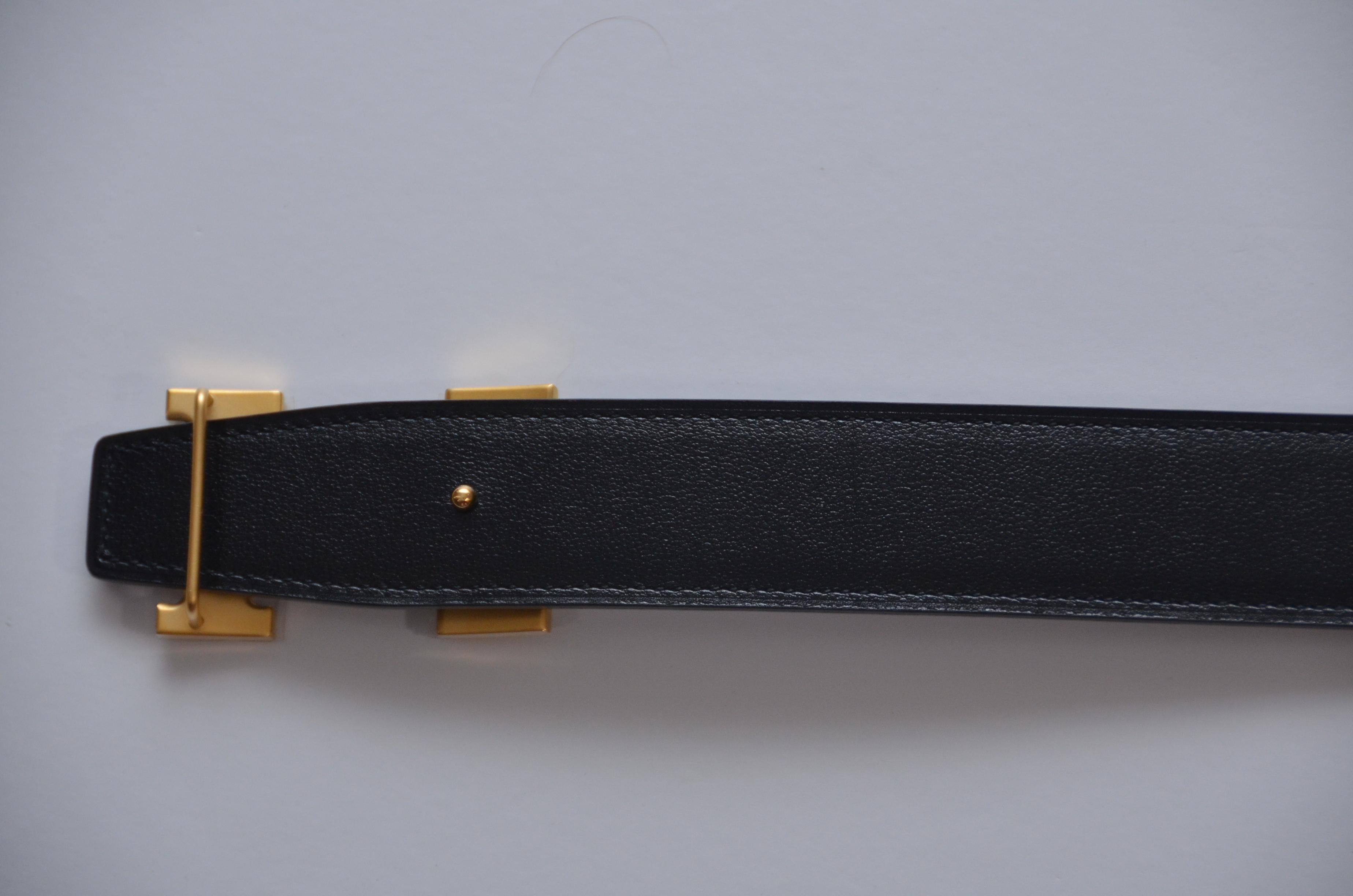 Hermes Gürtel 32MM Veau Togo Noir/Chocolat Schnalle Guillochiert NEU mit Box 1