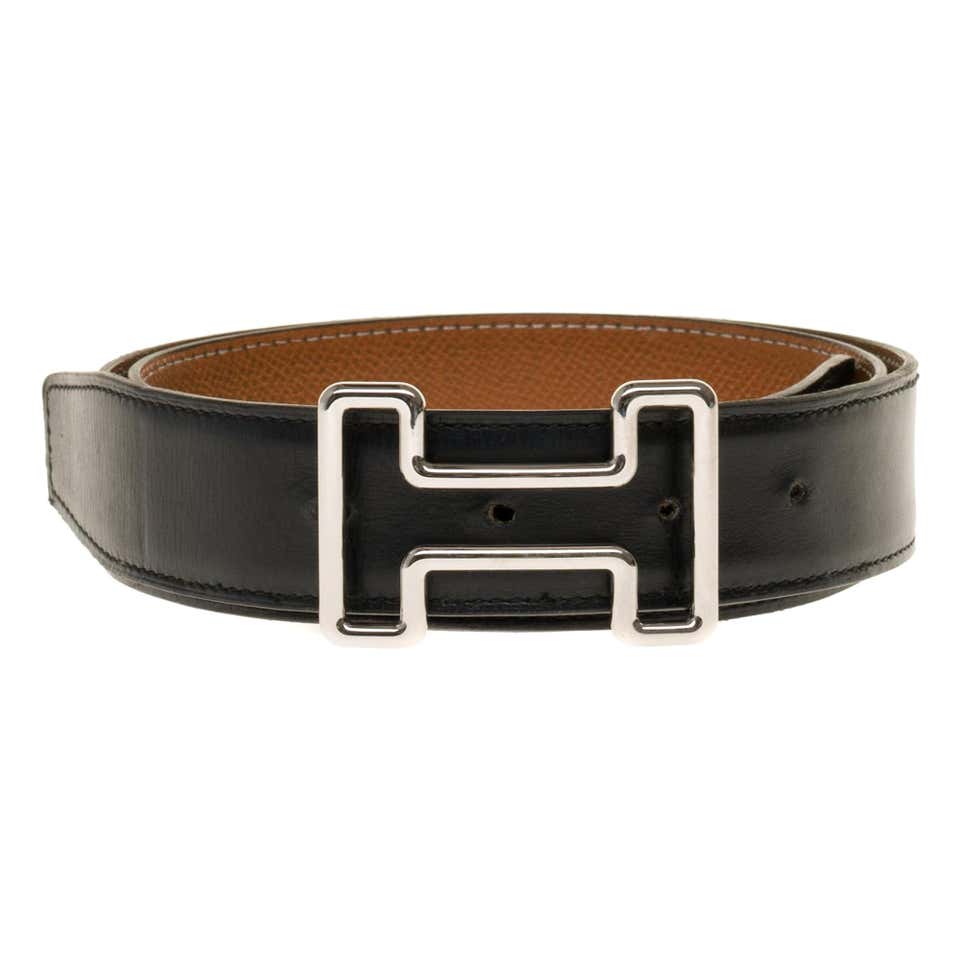 Hermès belt 37mm reverse in black and gold courchevel , Tonight buckle ...