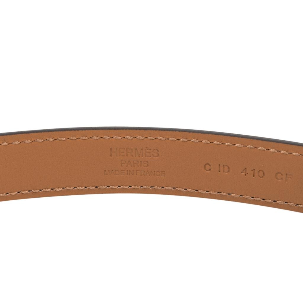 Hermes Belt Adjustable Rivale 18 Black Epsom Leather Palladium Medor Hardware In New Condition In Miami, FL