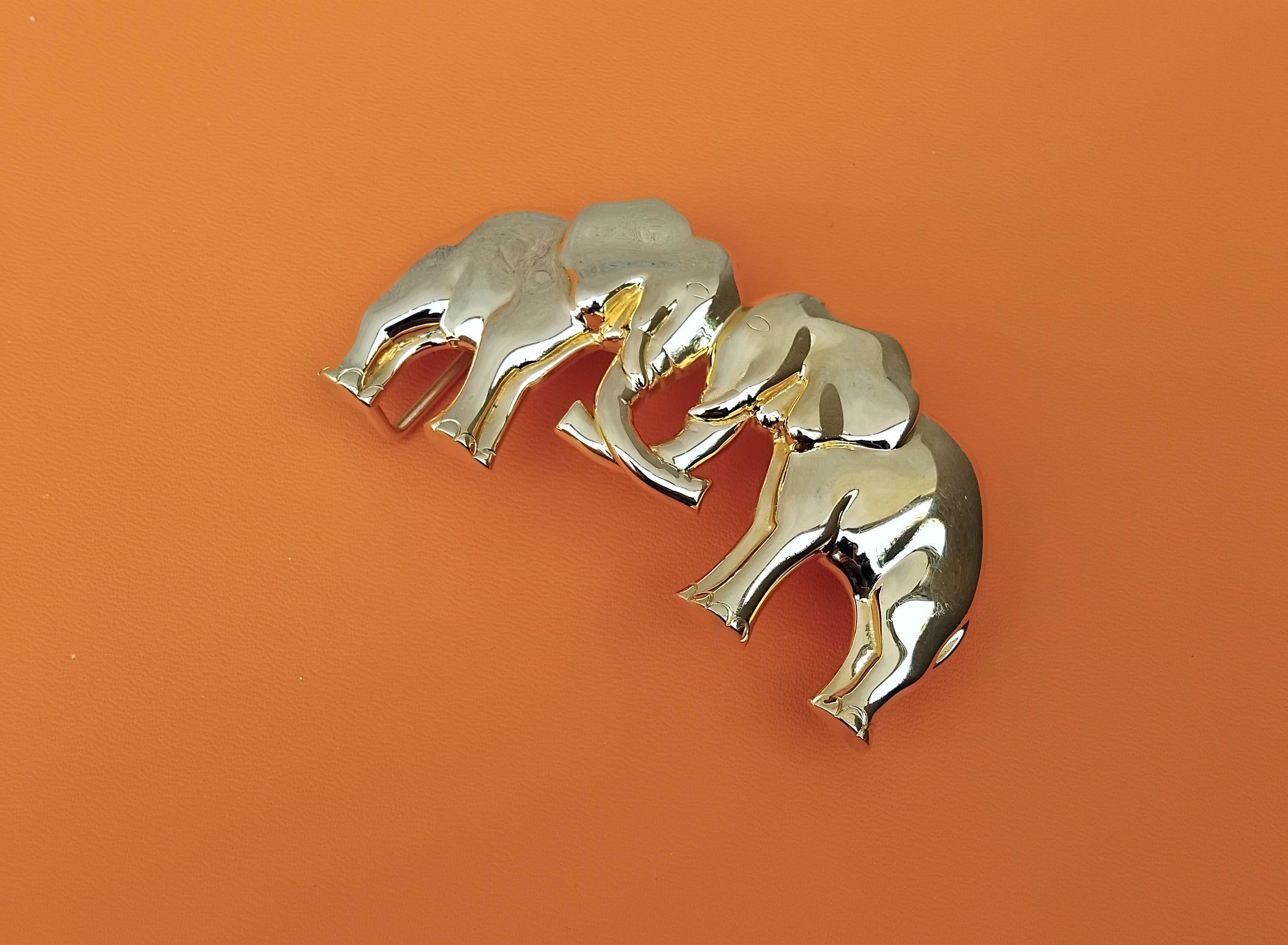 Hermès Belt Buckle Elephants in Golden Metal for 32 mm Belt For Sale 12