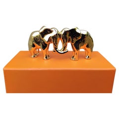 Hermès Belt Buckle Elephants in Golden Metal for 32 mm Belt