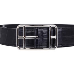 Hermes Belt Cape Cod 32mm Black Matte Porosus Crocodile Belt 90