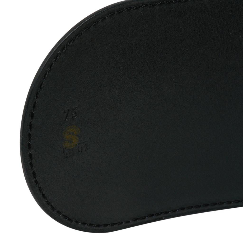Hermes Belt Clou de Selle Black High Waist Box Leather Gold Hardware 75  For Sale 1