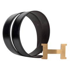 Hermes Belt Constance 42 mm Reversible Black Box Brown Togo Leather 80