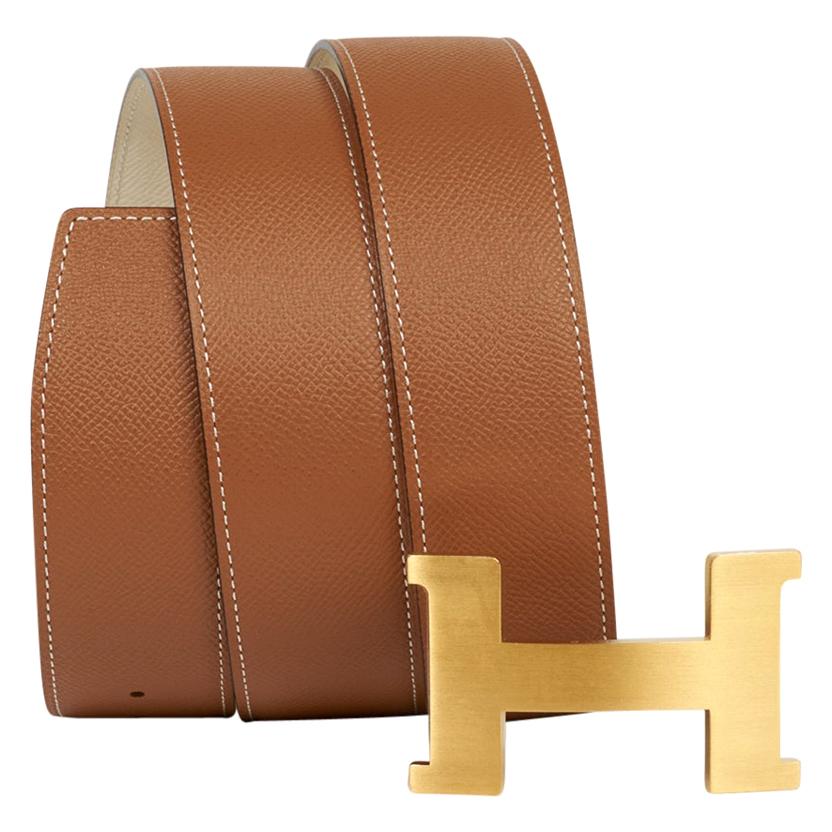Hermes Belt Constance 42 mm Gold / Craie Brushed Gold Buckle 105 For Sale