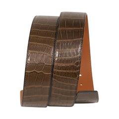 Hermes Constance 42 mm Belt Gris Elephant Matte Porosus Crocodile Gold Buckle 90