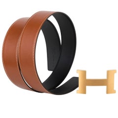 Hermes 42mm Constance Belt Orange / Gold Brushed Gold Buckle 100 New w –  Mightychic