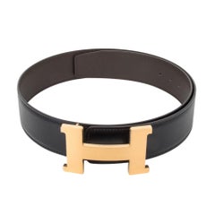 Hermes Belt Constance 42 mm Reversible Black Box Brown Togo Leather 80