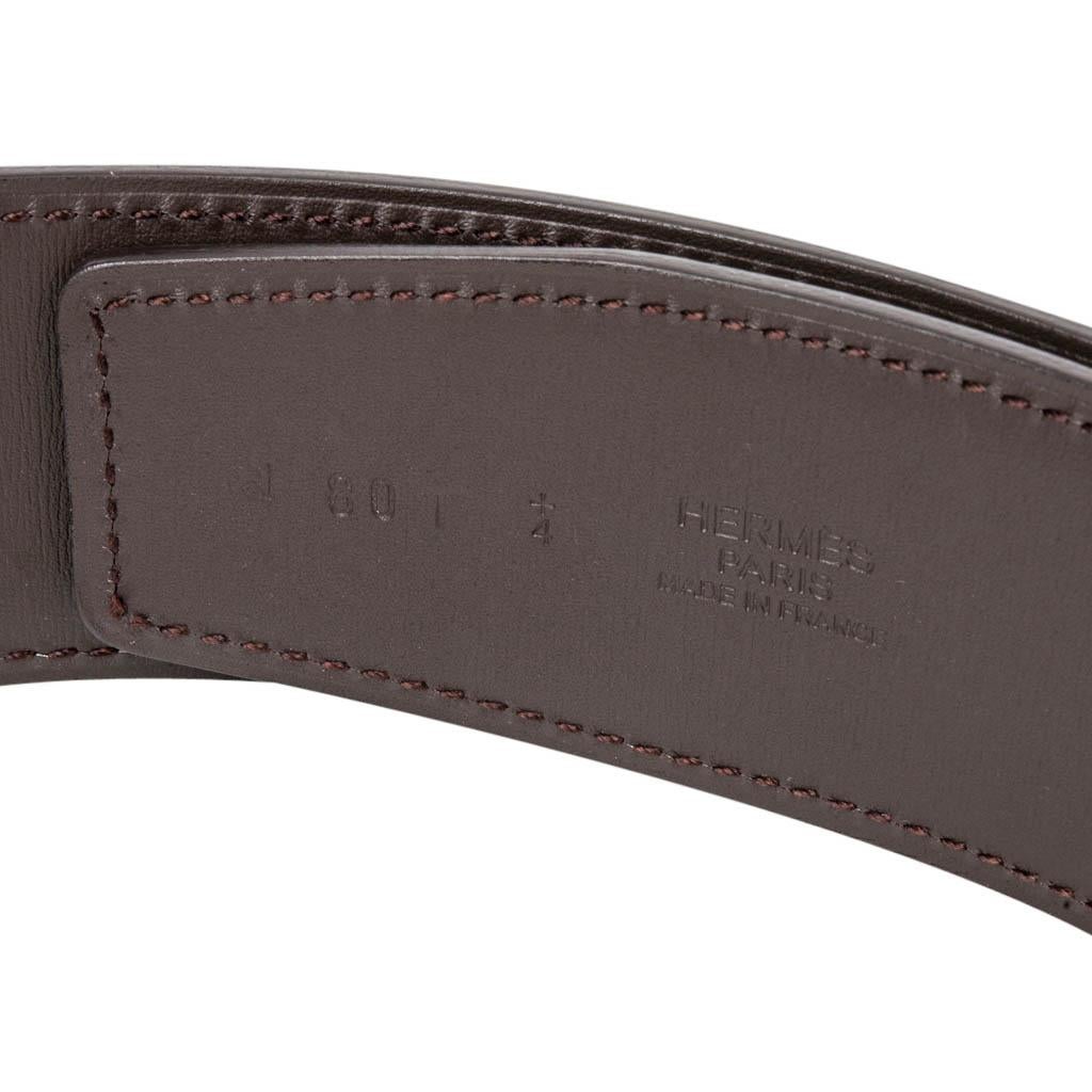 Women's or Men's Hermes Belt Constance 42 mm Reversible Black Box Brown Togo Leather 80 For Sale