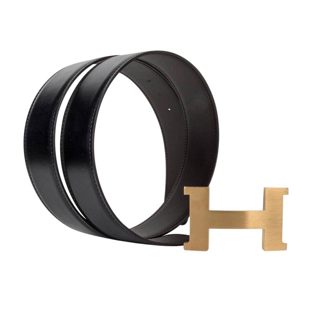 Hermes Belt Constance 42mm Reversible Black / Brown Box Leather Brushed