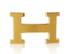 Hermes Belt H Constance 32 Rouge H / Chocolate Reversible Brushed Gold Buckle 85