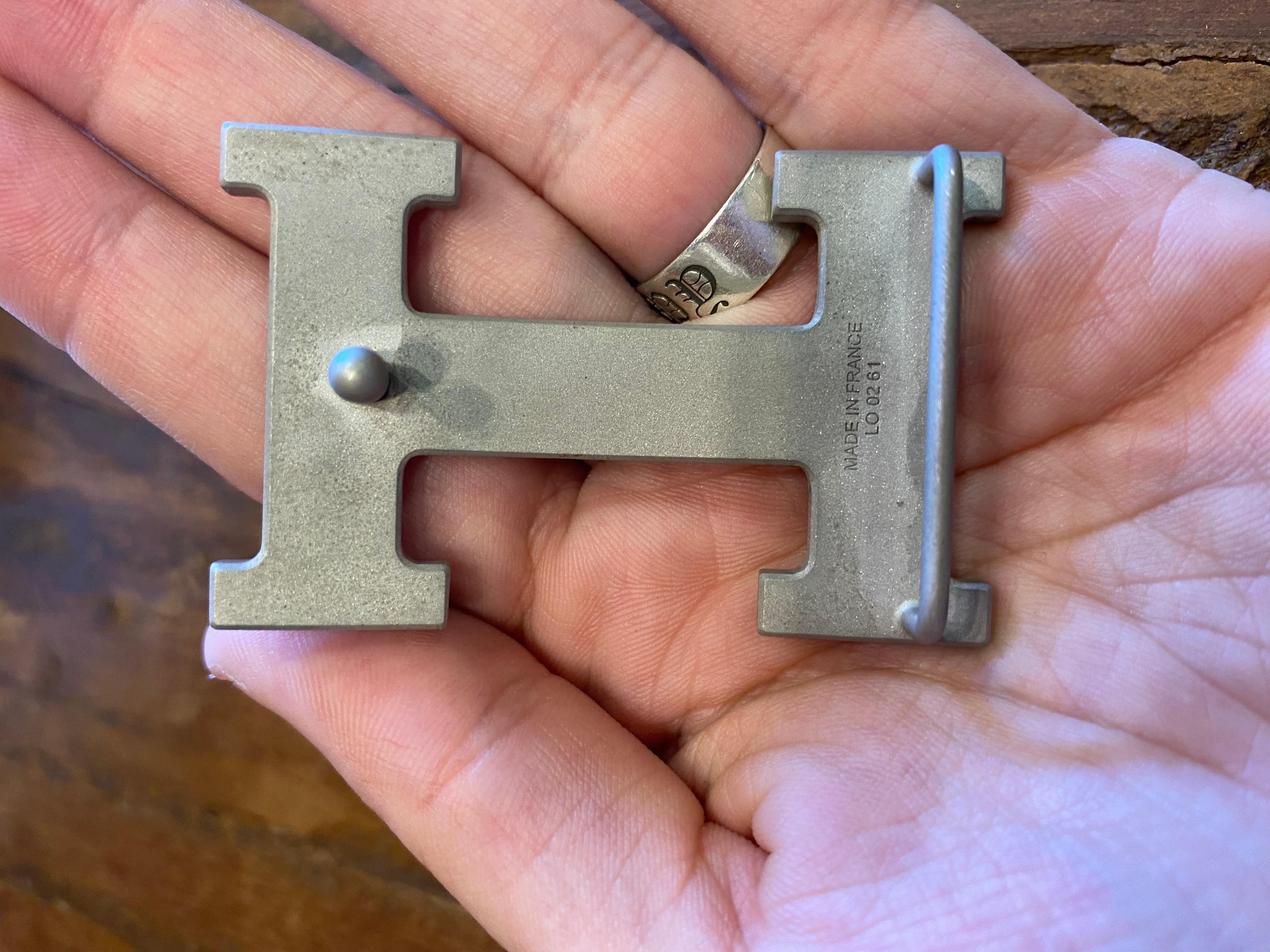 Hermès belt in blue leather with silver buckle For Sale 5