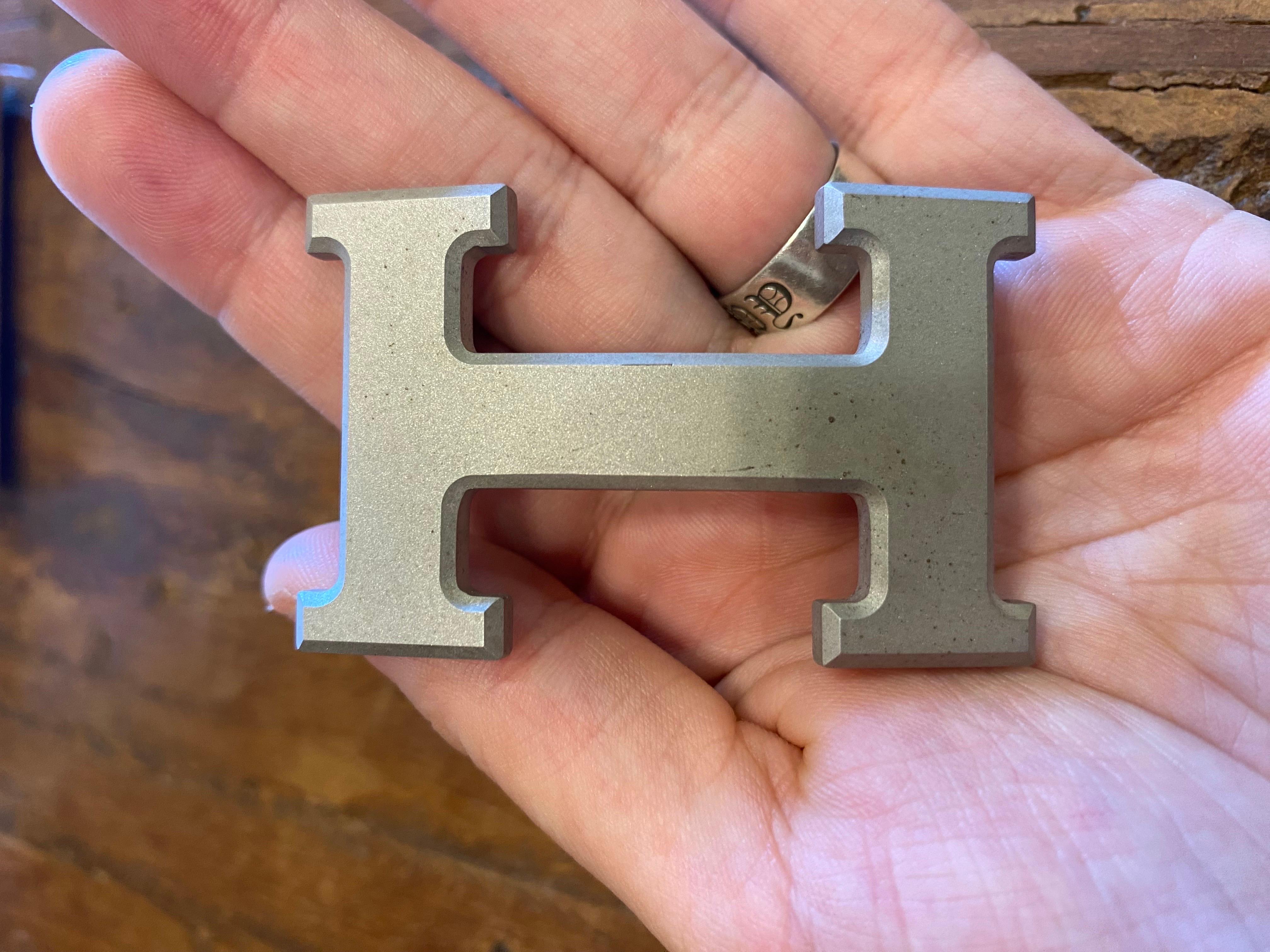 Hermès belt in blue leather with silver buckle For Sale 4