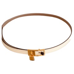 Hermes Gürtel Lucky 15 Reversible Nata Etoupe Goldschnalle Größe 85