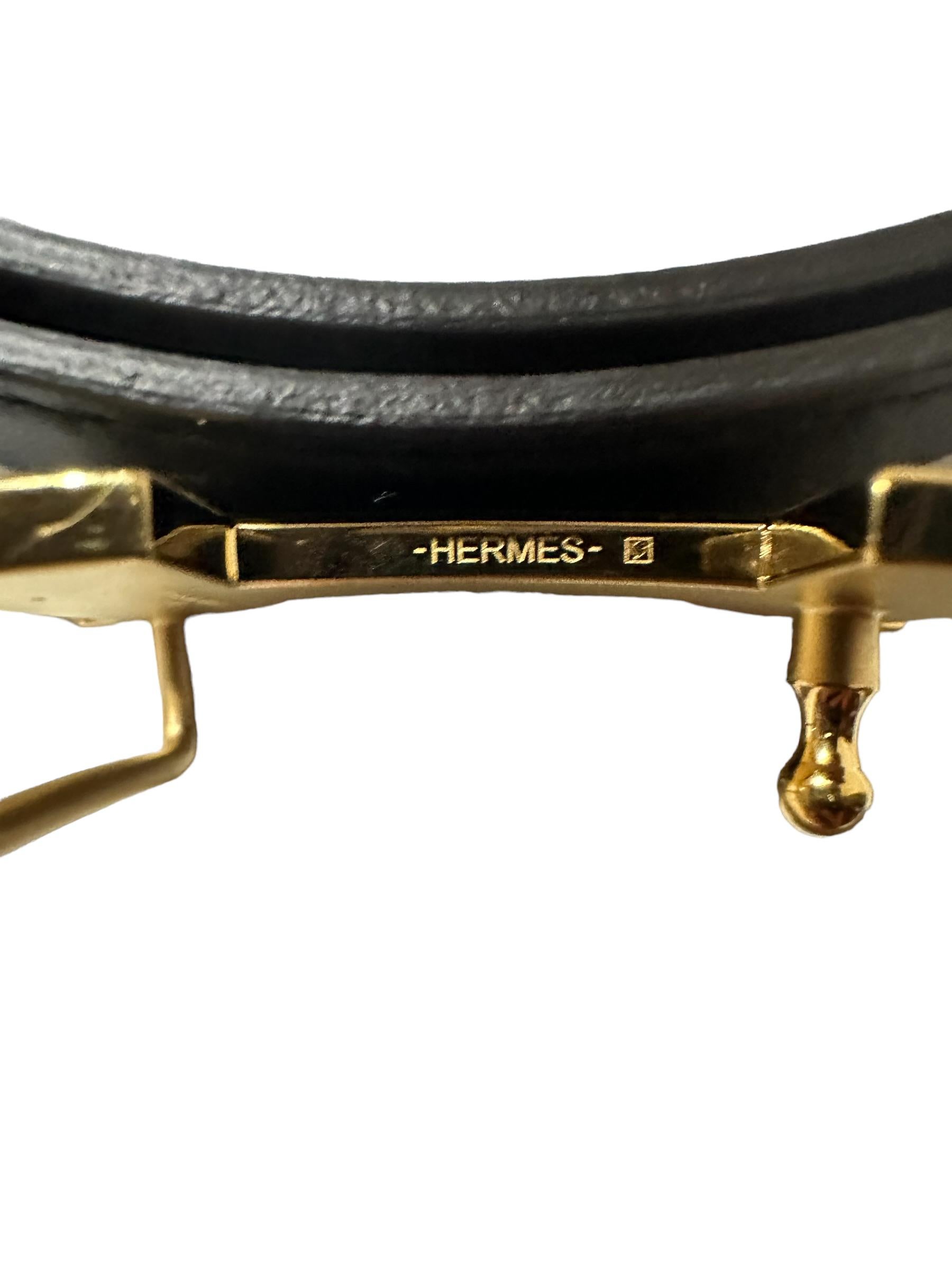 Hermes Belt Mini Constance Martelee Buckle & Reversible Black Gold strap 24 mm For Sale 2